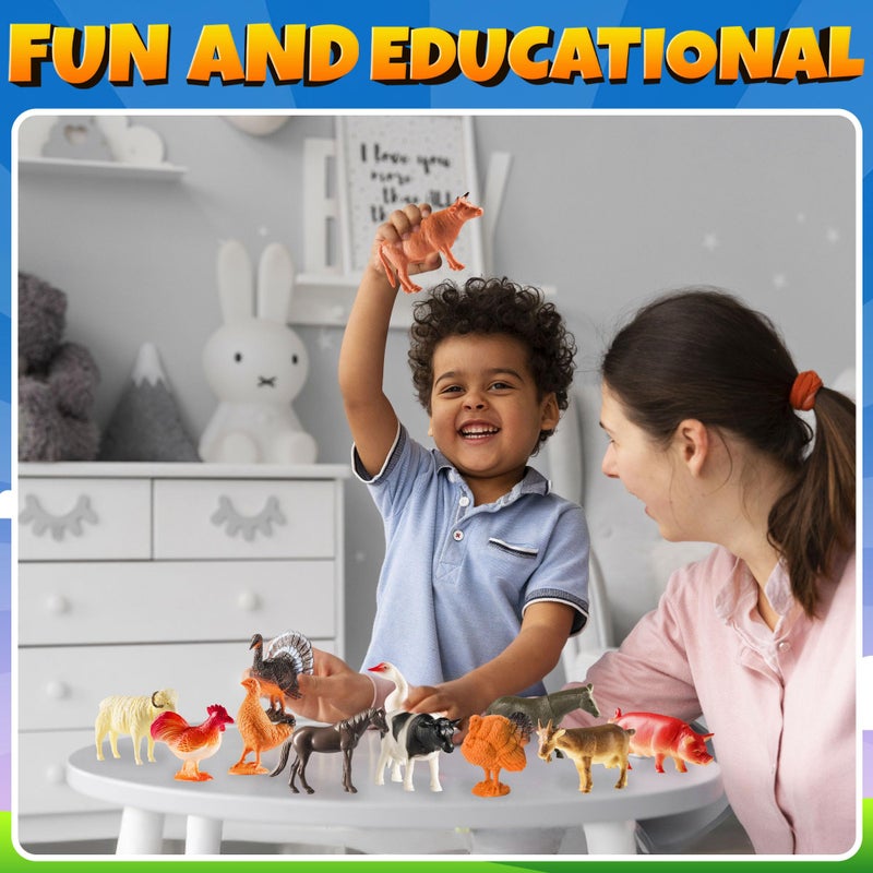 Bedwina Large Farm Animal Toys - 12 Pack - Plastic Farm Animals for Kids, Realistic 3-5 Inch Ranch / Barnyard Toy Figures Styles Include Sheep, Horse, Goat, Duck, Chicken, Turkey, Cow, Pig - Image 4