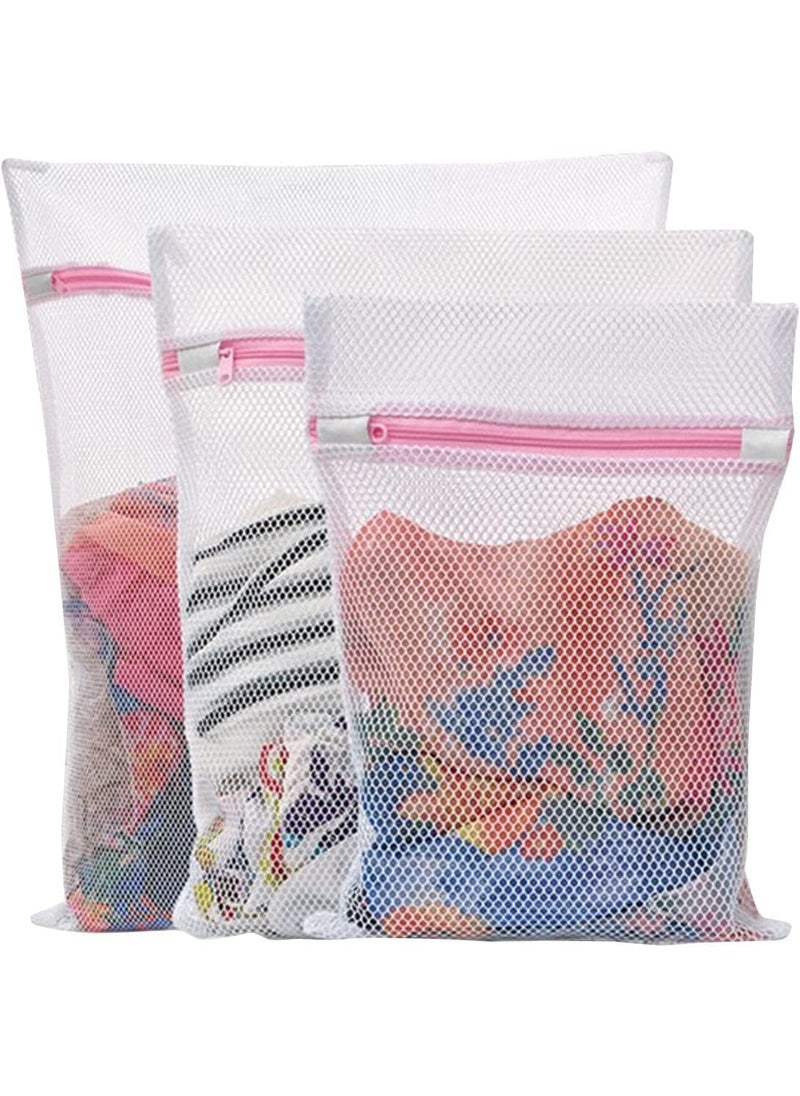 Giffy Giffy Mesh Zipper Laundry Net Bags with 3 Different Sizes for Washing Clothes Bra Underware Socks Jeans shirts Washing Machine Clothes Laundry Bags  - Image 1