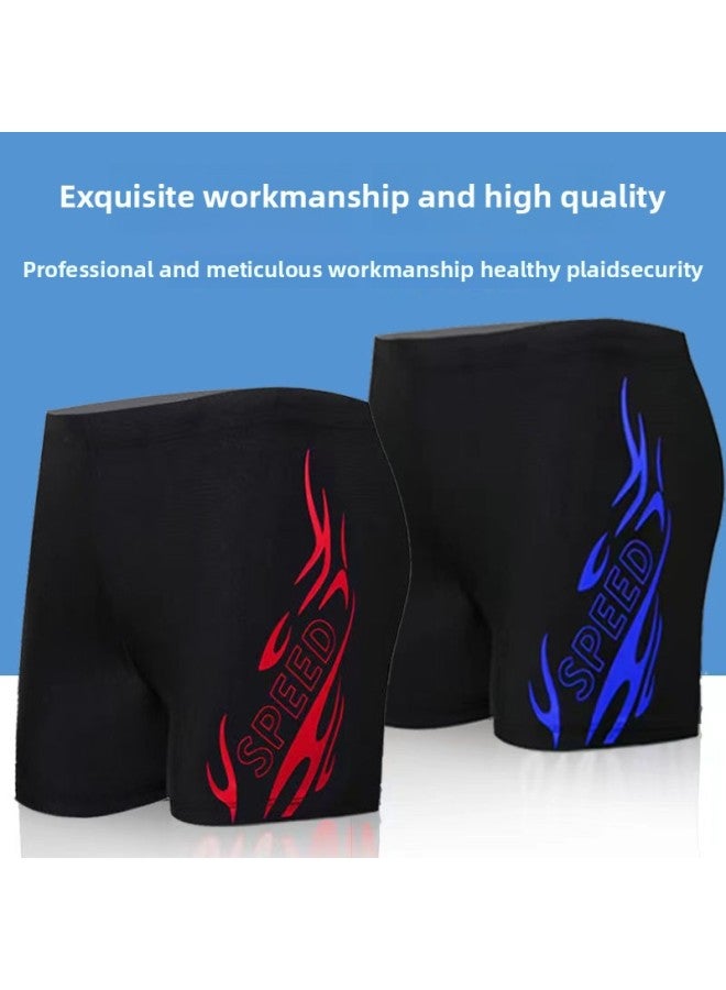 Loquat Men's Swimming Trunks Boxer Quick-drying Flame Swimming Trunks Loose Plus Size Swimming Trunks Hot Spring Swimming Pool Wholesale-Color:Blue Flame- - Image 5