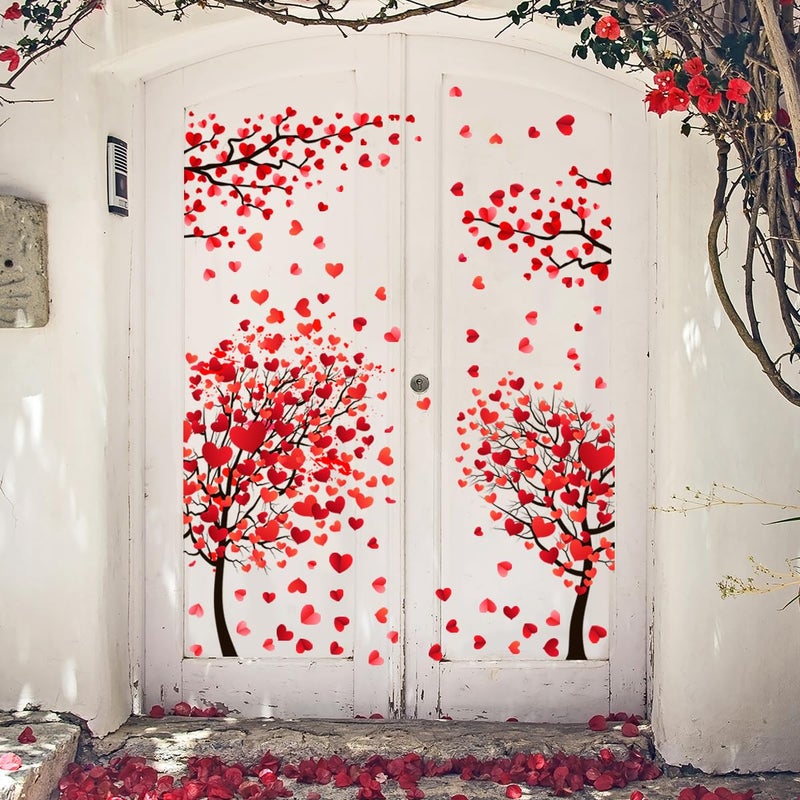 Denylo pro 66.92 x 47.24 Inch Valentine's Day Heart Tree Door Sticker Decorations - Removable Romantic Love Clings for Party Decor - Image 2