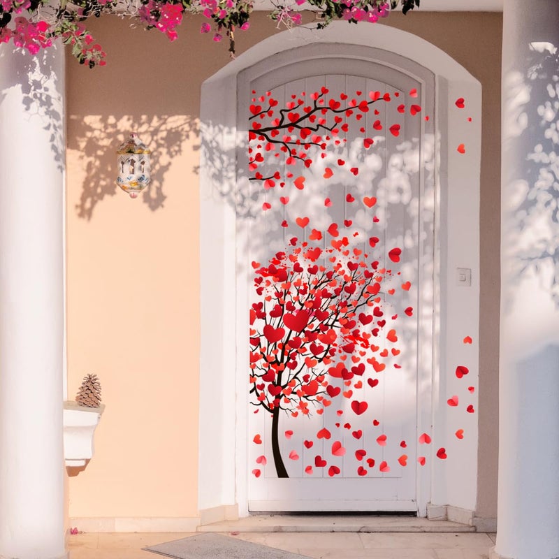 Denylo pro 66.92 x 47.24 Inch Valentine's Day Heart Tree Door Sticker Decorations - Removable Romantic Love Clings for Party Decor - Image 3