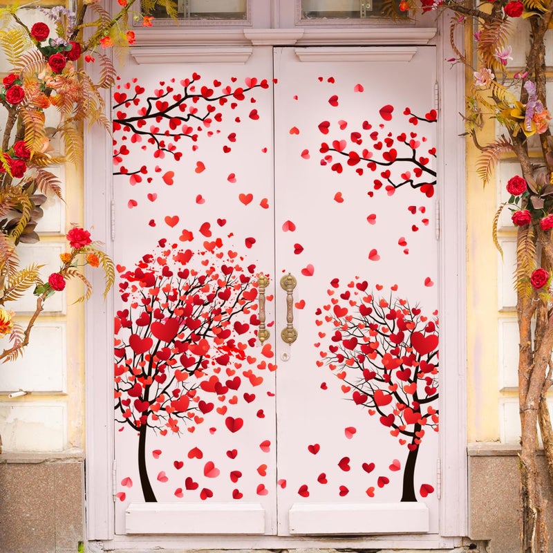 Denylo pro 66.92 x 47.24 Inch Valentine's Day Heart Tree Door Sticker Decorations - Removable Romantic Love Clings for Party Decor - Image 1