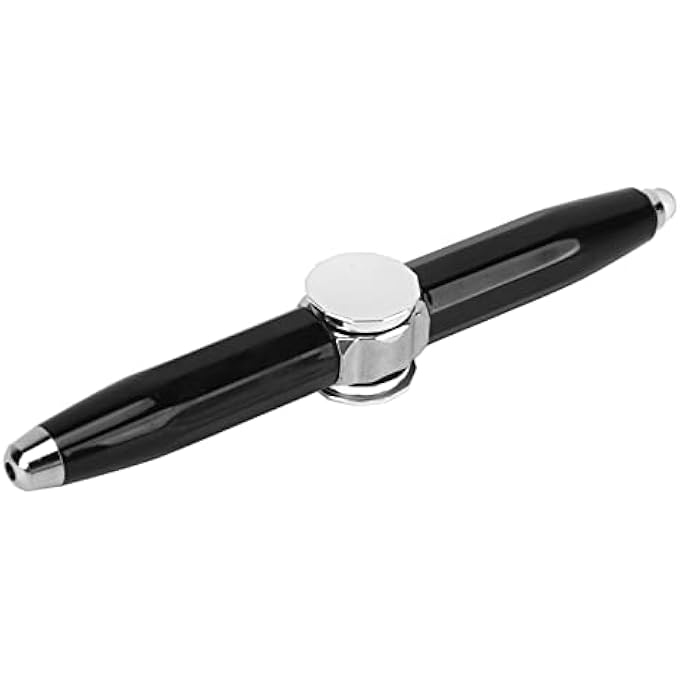 NOENNULL Finger Relief Luminous Gyroscope Ballpoint Pen, Stress Relief with LED Light, Best Anxiety Relief, Impress Pen with Patterns and (Black) - Image 1