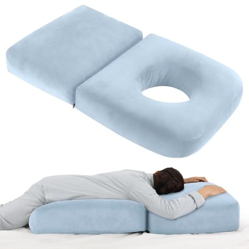 Morelexa Pregnancy Pillows for Sleeping, 45.3 Inch Pregnancy Massage Pillow Full Body Pillow with Removable Cover - Support for Back, Legs, Belly, HIPS for Pregnant Women(Light Blue) - Image 1