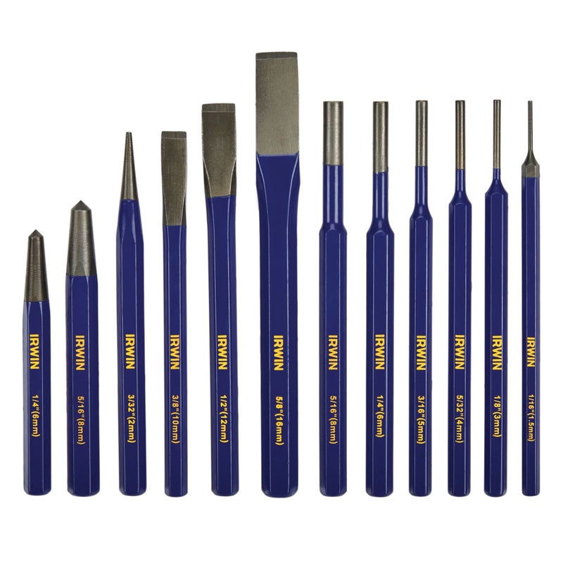 IRWIN Chisel Set Chisel and Punch 12Pack with Various Sizes Tempered for Durability Great for Woodworking IRHT82529
