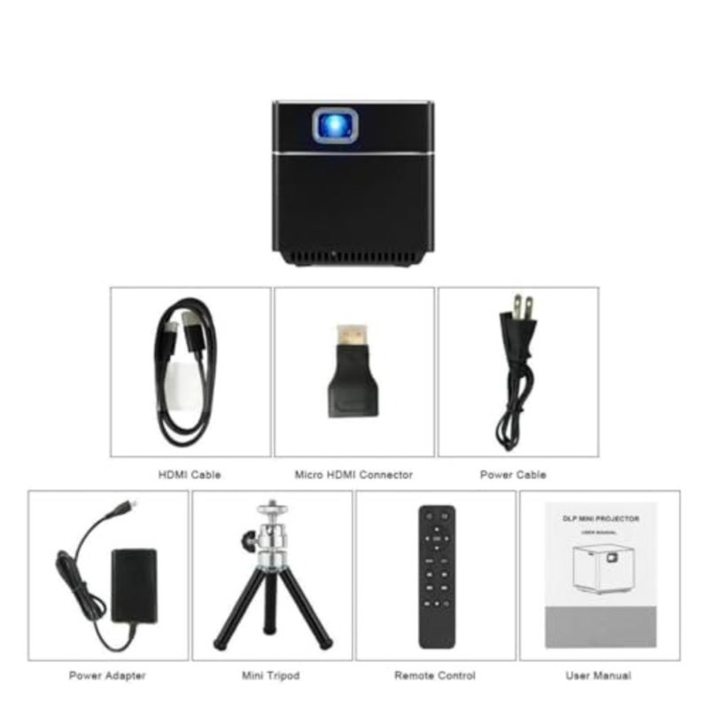 Outdoor movie projector, ABS plastic, black, portable with 3-hour battery life and wireless connectivity - Image 2