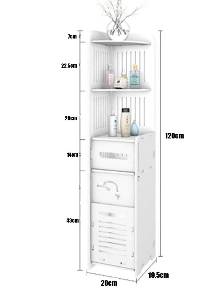 Generic 𝐅𝐅𝐃 Premium Small Bathroom Corner Storage Cabinet - White PVC, Multi-Purpose Organizer with Doors & Shelves for Toilet Paper, Towels, & Small Plants  - Image 2