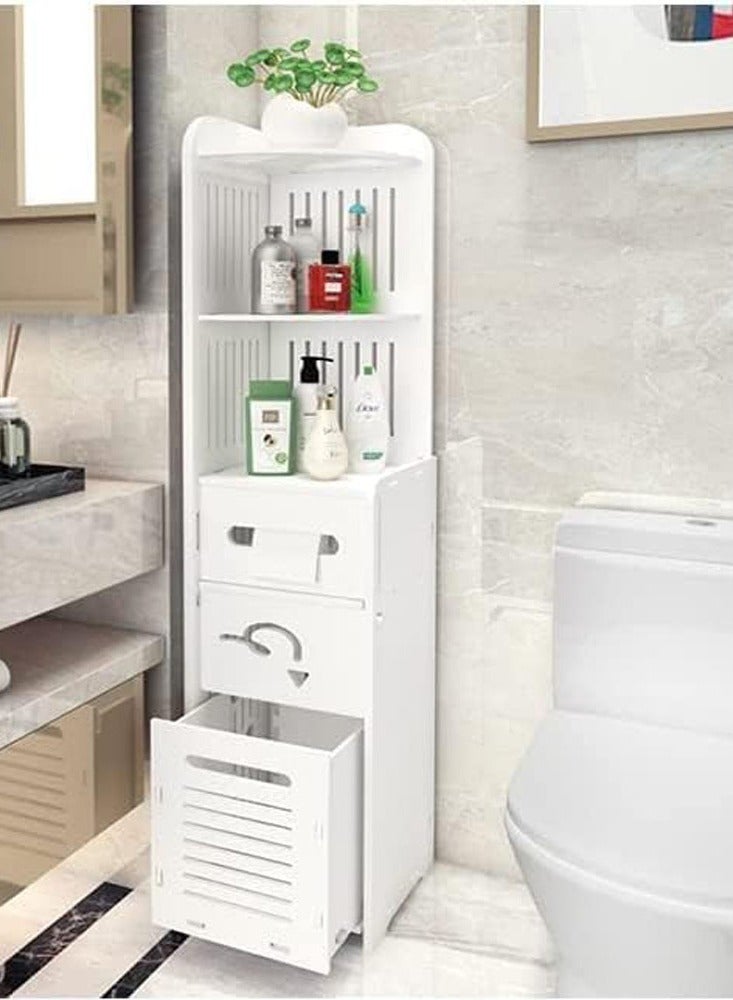 Generic 𝐅𝐅𝐃 Premium Small Bathroom Corner Storage Cabinet - White PVC, Multi-Purpose Organizer with Doors & Shelves for Toilet Paper, Towels, & Small Plants  - Image 3
