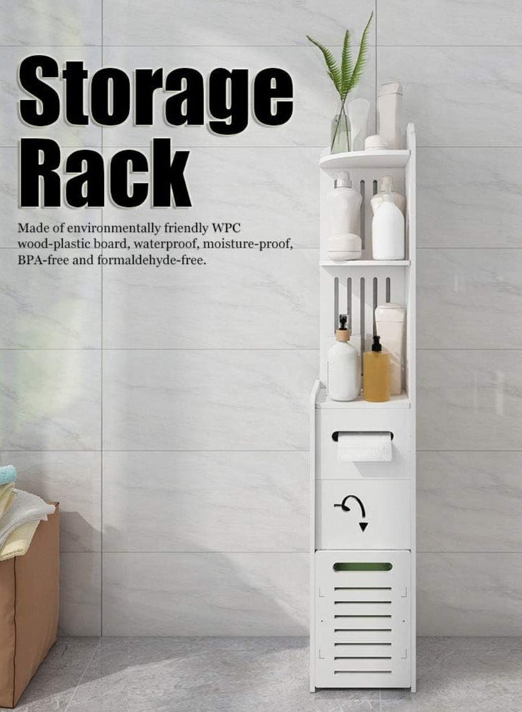 Generic 𝐅𝐅𝐃 Premium Small Bathroom Corner Storage Cabinet - White PVC, Multi-Purpose Organizer with Doors & Shelves for Toilet Paper, Towels, & Small Plants  - Image 4