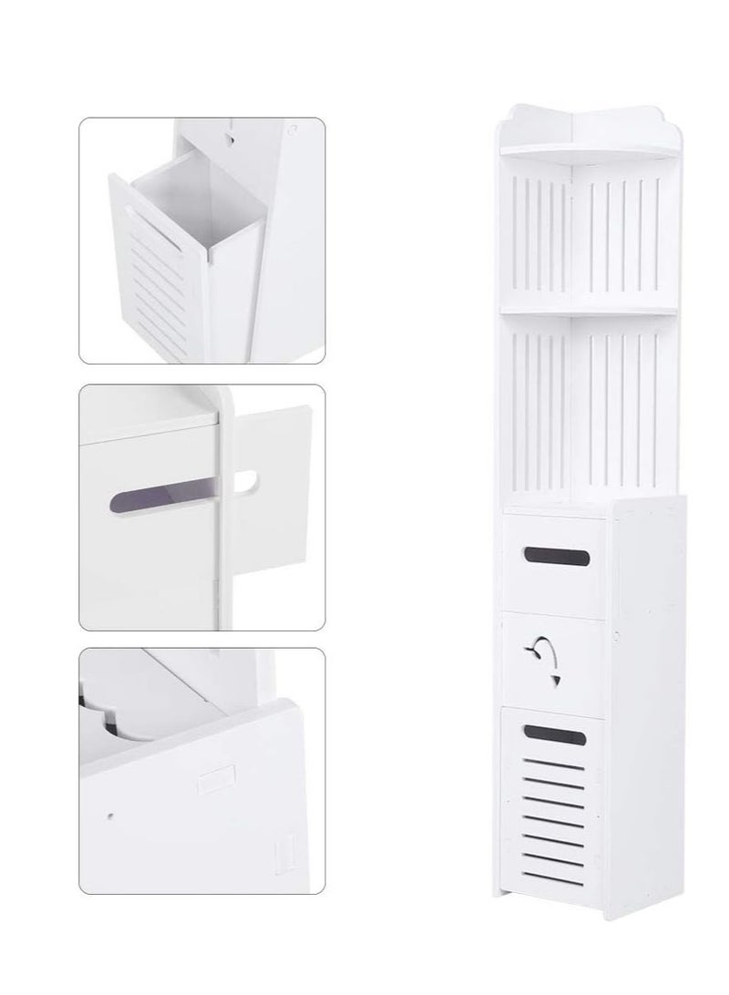 Generic 𝐅𝐅𝐃 Premium Small Bathroom Corner Storage Cabinet - White PVC, Multi-Purpose Organizer with Doors & Shelves for Toilet Paper, Towels, & Small Plants  - Image 5