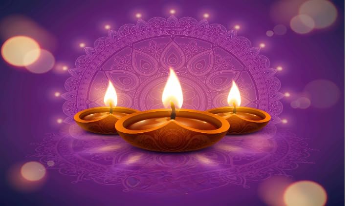 Backdropon خلفية تصميم مهرجان ديwali للأضواء لزينة البوجا قماش ستارة خلفية تقليدية لمهرجان قماش-بوليستر حجم 3 أقدام ارتفاع و 5 أقدام عرض (3 * 5) - Image 1