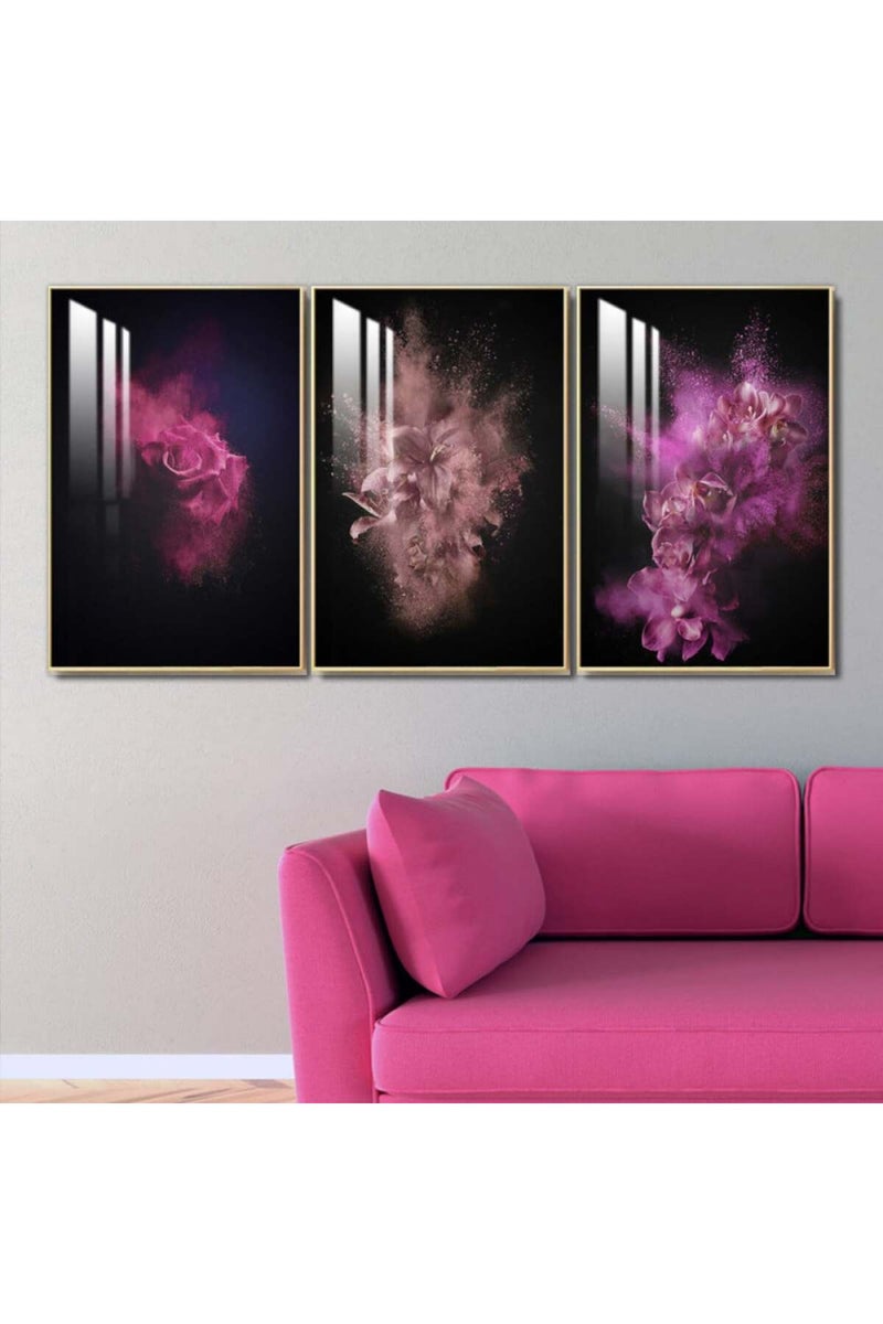Marktna Three wooden wall painting with a frame and a clear acrylic layer - Image 1