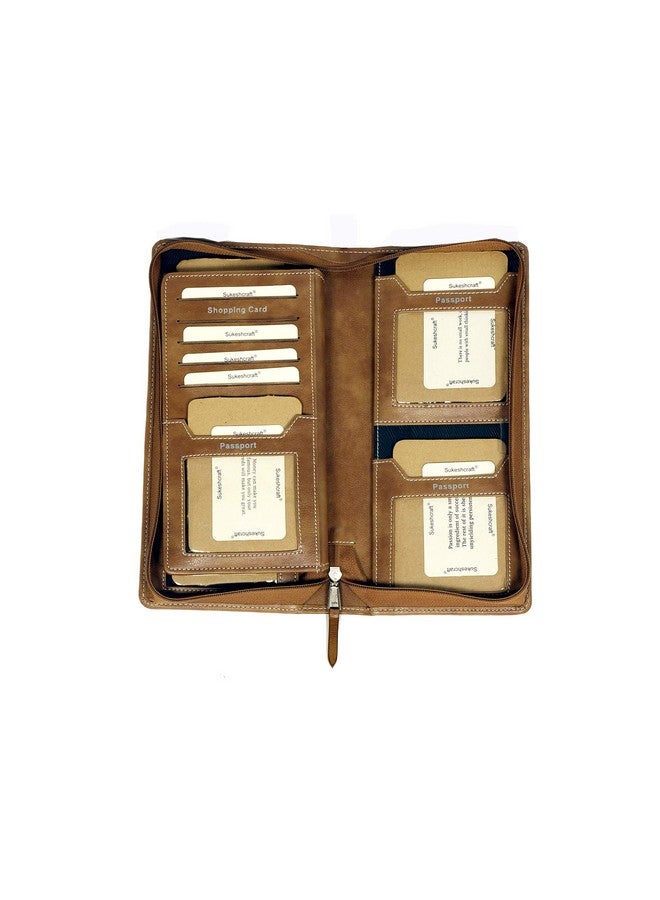 sukeshcraft RFID Safe Passport Wallet for 6 Passports (Light Brown) - Image 4