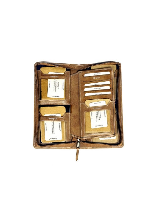 sukeshcraft RFID Safe Passport Wallet for 6 Passports (Light Brown) - Image 3