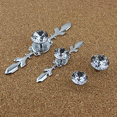 ESreake Drawer Dresser Knobs Pull Handles, 12 Pack Diamond Clear Crystal Glass Decorative Knobs with Plate,Cabinet Cupboard Door Knobs with Screws for Kitchen Office (12 Pack, Large, Silver) - Image 4