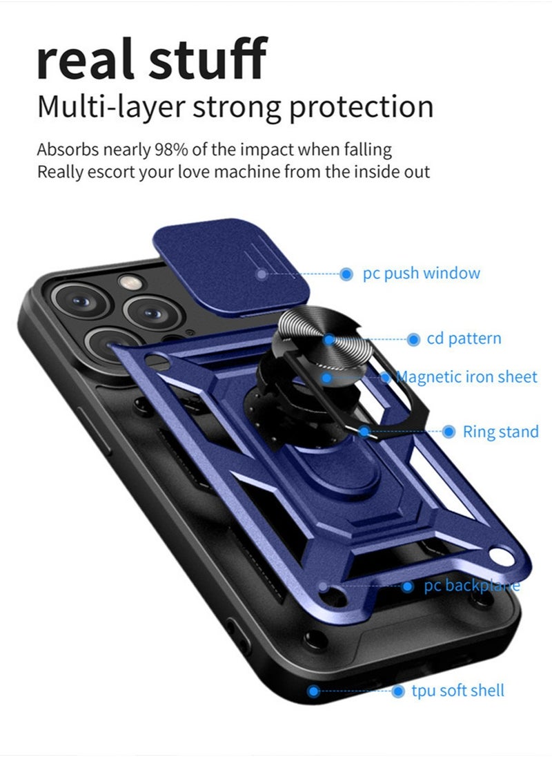 Generic - Iphone14 Pro Max Case with with Slide Camera Cover Heavy Duty Protective Kickstand Phone Case with Magnetic Car Mount Holder - Image 1