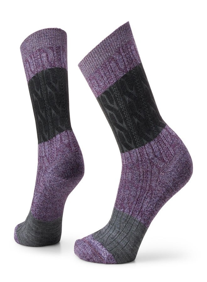 Smartwool Everyday Zero Cushion Merino Wool Color Block Cable Crew Socks for Men and Women - Image 1