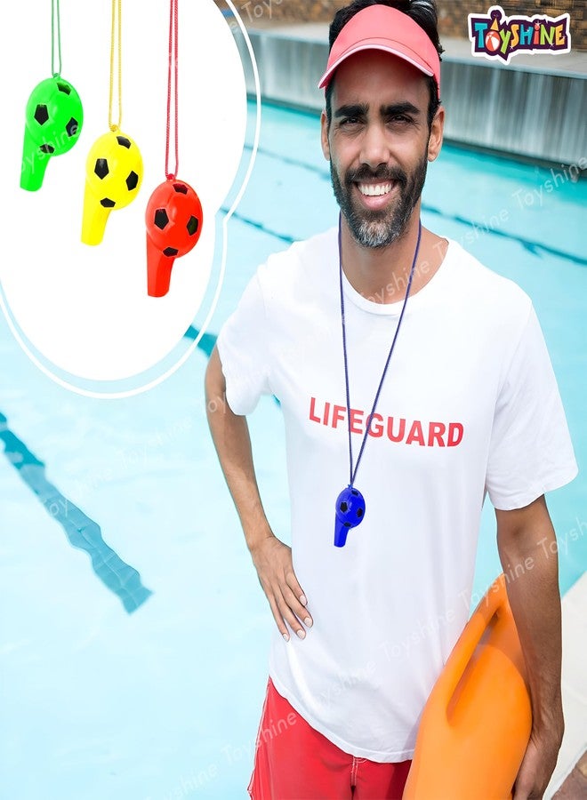 Toyshine Pack of 3 Football Shape Sports Coach Whistle with Lanyard Loud Crisp Noise Making Whistle for Kids Sports Games Lifeguard Survival Emergency &Training, Multi - Image 4