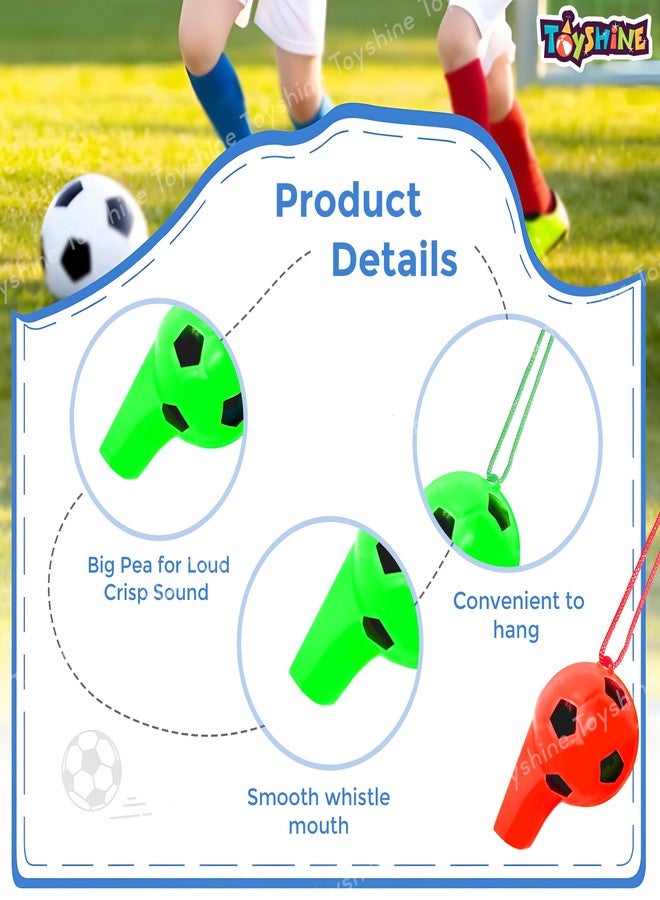Toyshine Pack of 3 Football Shape Sports Coach Whistle with Lanyard Loud Crisp Noise Making Whistle for Kids Sports Games Lifeguard Survival Emergency &Training, Multi - Image 3