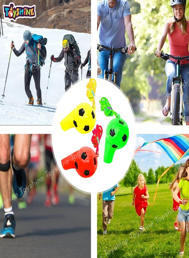 Toyshine Pack of 3 Football Shape Sports Coach Whistle with Lanyard Loud Crisp Noise Making Whistle for Kids Sports Games Lifeguard Survival Emergency &Training, Multi - Image 5