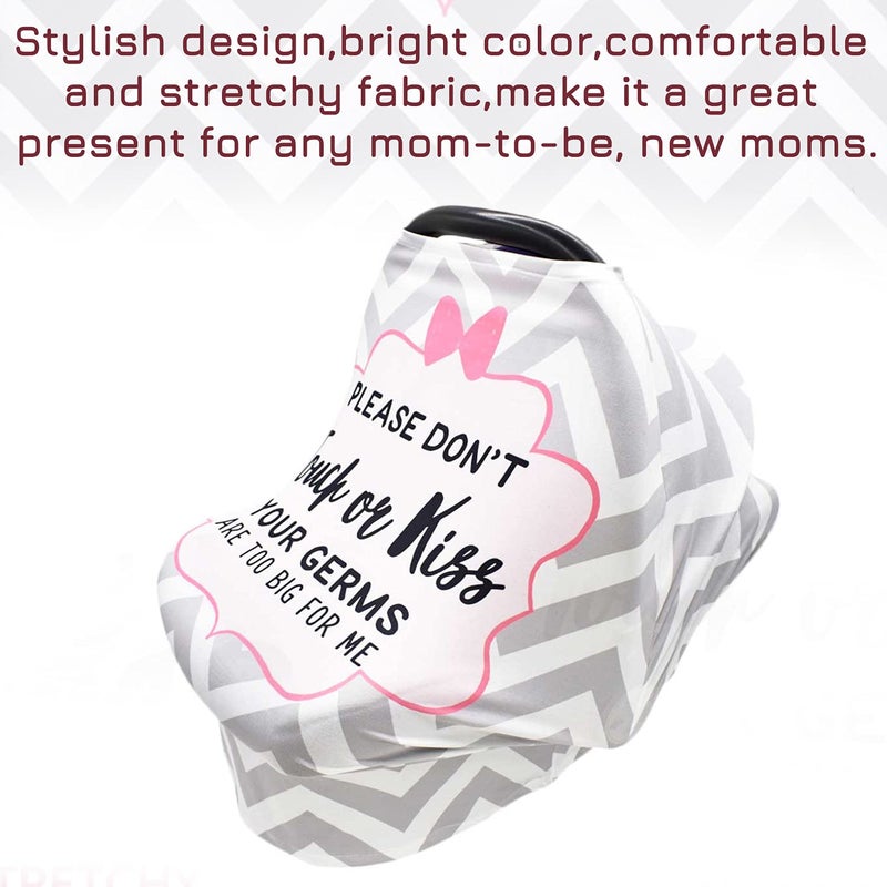 SWESEN Baby Car Seat Covers, No Touching Sign Car seat Canopy, Infant Stroller Covers for Newborn Girl Boy, Multiuse Nursing Covers for Breastfeeding, Ultra-Soft Breathable, Nursing Scarf, Wavy - Image 5