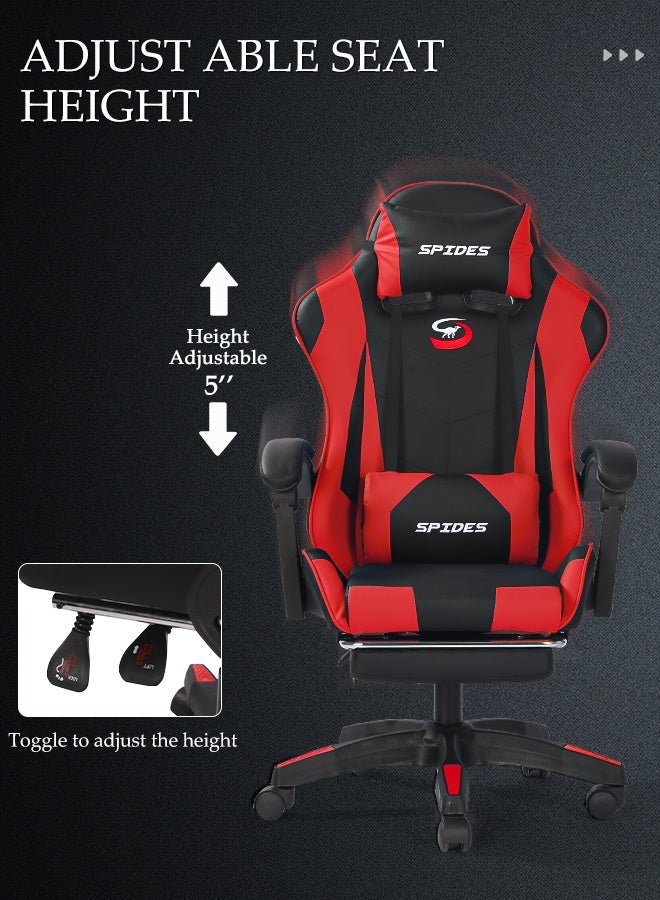 Spides Ergonomic Gaming Chair with Footrest Computer Gaming Chair Height Adjustable Video Game Chairs Ergonomic High Back Gaming Chairs with Neck Pillow and Headrest 360° Rotation with Neck and Lumbar Support for Office Home  - Image 5