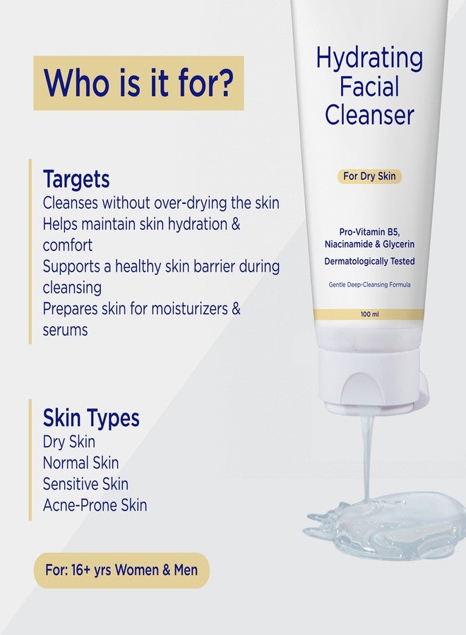 Undry Hydrating Facial Cleanser for Dry Skin | With Pro-Vitamin B5, Niacinamide & Glycerin | Dermatologically Tested Gentle Deep-Cleansing Face Wash | Pack of 2, 100 ml Each - Image 5