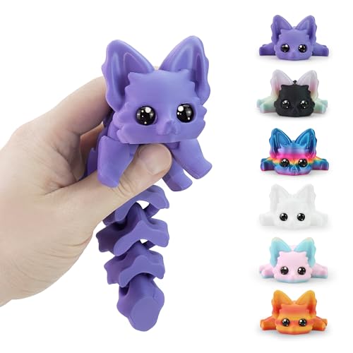 TiTiC 3D Printed Animals Articulated Flexible Fidget Toy8 Inches 3D Printed Fox Perfect Desk Pet for Animal Collectors Easter Basket EssentialsPurple - Image 1