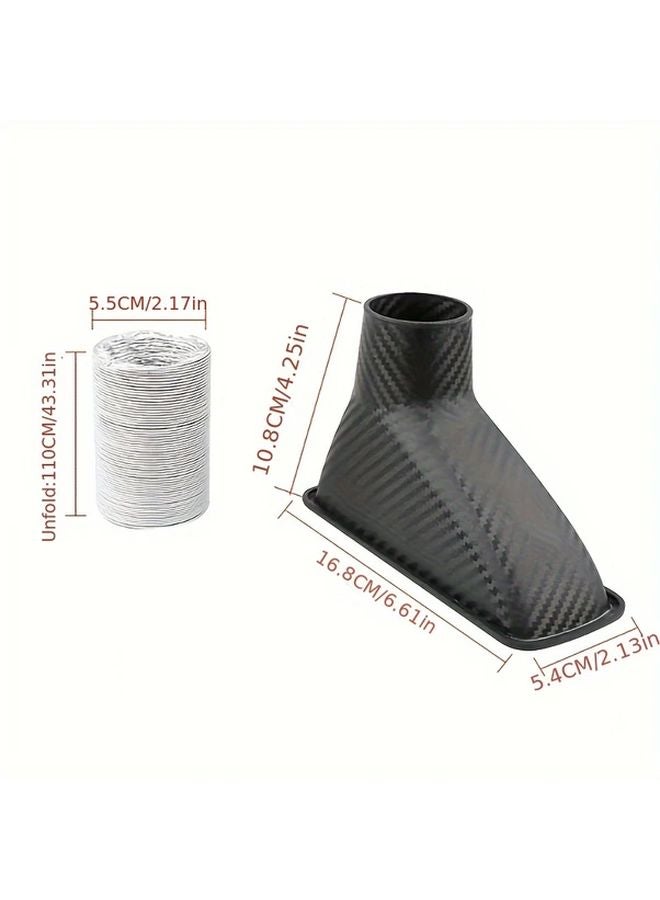 Square Style Carbon Fiber Look Turbo Air Intake Pipe Kit High Performance Engine Power - Image 4