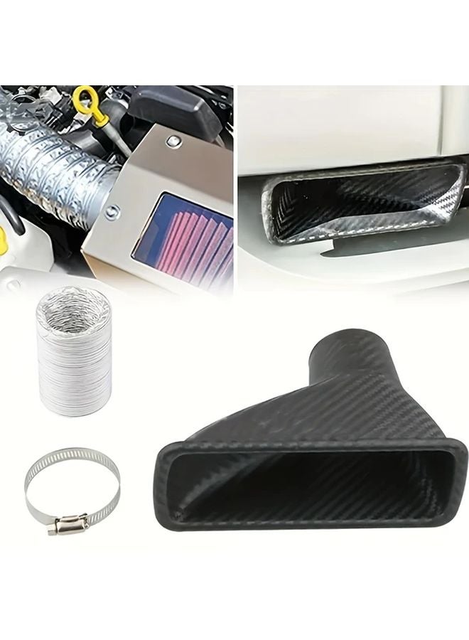 Square Style Carbon Fiber Look Turbo Air Intake Pipe Kit High Performance Engine Power - Image 5