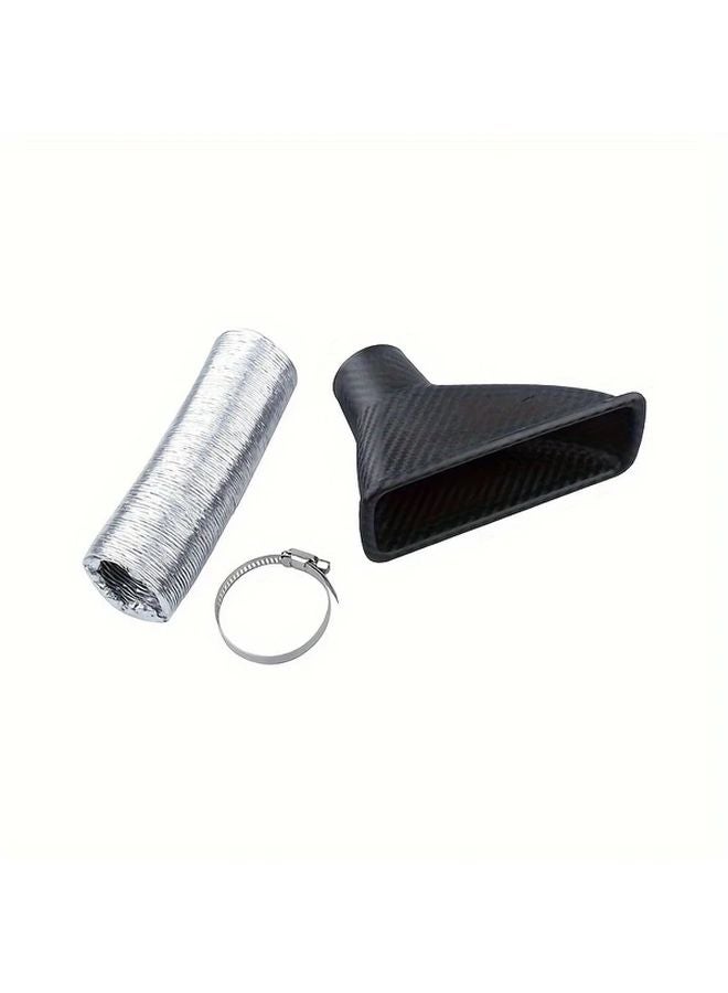 Square Style Carbon Fiber Look Turbo Air Intake Pipe Kit High Performance Engine Power - Image 1