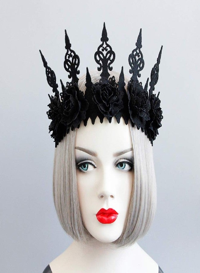LSHDXD Dark Gothic Wind Black Crown Hair Band Halloween Headband Headdress for Witcher Makeup Perfect Hair Accessories for Ball Party Masquerade and Cosplay. - Image 2