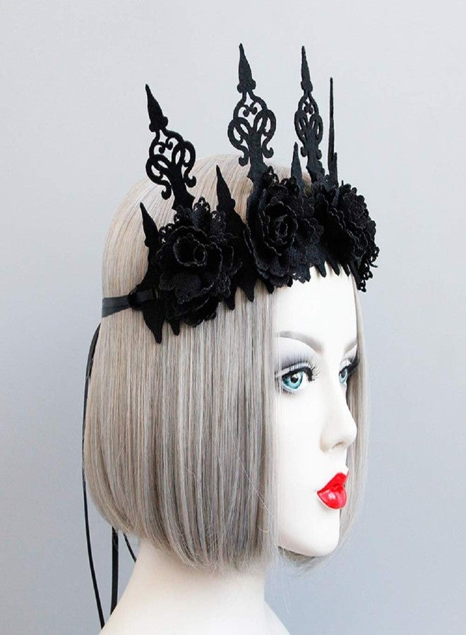 LSHDXD Dark Gothic Wind Black Crown Hair Band Halloween Headband Headdress for Witcher Makeup Perfect Hair Accessories for Ball Party Masquerade and Cosplay. - Image 3
