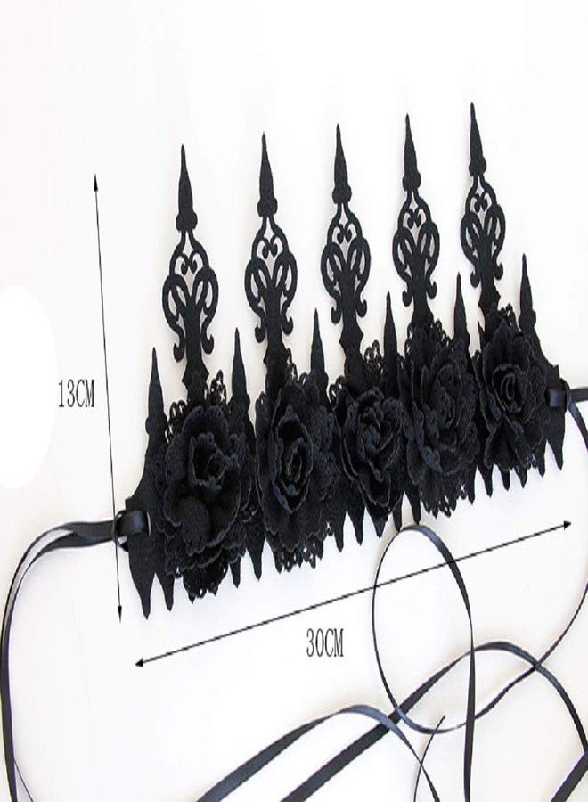 LSHDXD Dark Gothic Wind Black Crown Hair Band Halloween Headband Headdress for Witcher Makeup Perfect Hair Accessories for Ball Party Masquerade and Cosplay. - Image 5