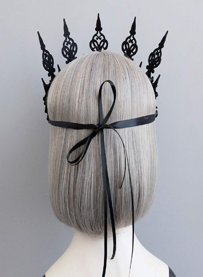 LSHDXD Dark Gothic Wind Black Crown Hair Band Halloween Headband Headdress for Witcher Makeup Perfect Hair Accessories for Ball Party Masquerade and Cosplay. - Image 4