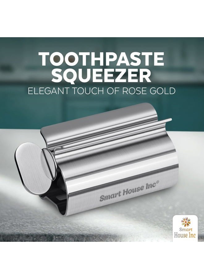 Smart House Inc Smart House Toothpaste Squeezer Tube Roller Stainless Steel Tube Squeezer Rollers, Saves Toothpaste, Creams, Puts an end to Waste - Simple & Practical (Silver) - Image 2