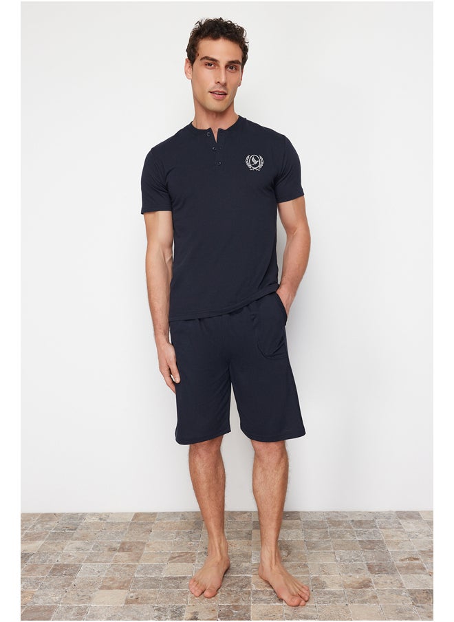 Navy Blue Buttoned Collar Regular Fit Pajamas Set with Knitted Shorts TMNSS24PT00047 - pzsku/ZEE09FB0B9A0FA4A5215EZ/45/_/1730939820/b192b567-c903-40b7-bc1d-a00bd36118cf