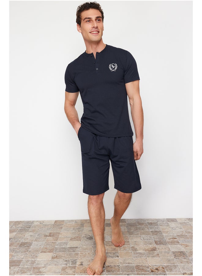 Navy Blue Buttoned Collar Regular Fit Pajamas Set with Knitted Shorts TMNSS24PT00047 - pzsku/ZEE09FB0B9A0FA4A5215EZ/45/_/1730939822/889b4c3a-e4ea-410a-bc6b-f97cefe59b88