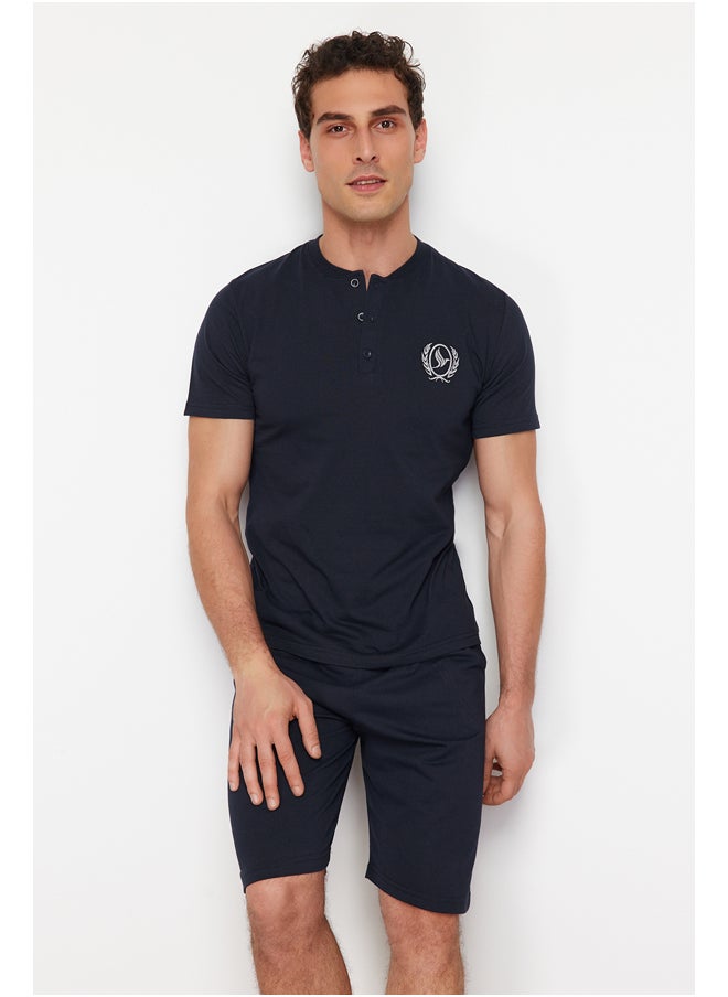 Navy Blue Buttoned Collar Regular Fit Pajamas Set with Knitted Shorts TMNSS24PT00047 - pzsku/ZEE09FB0B9A0FA4A5215EZ/45/_/1730939823/365db667-71ed-4652-a387-c29dbf2a040c