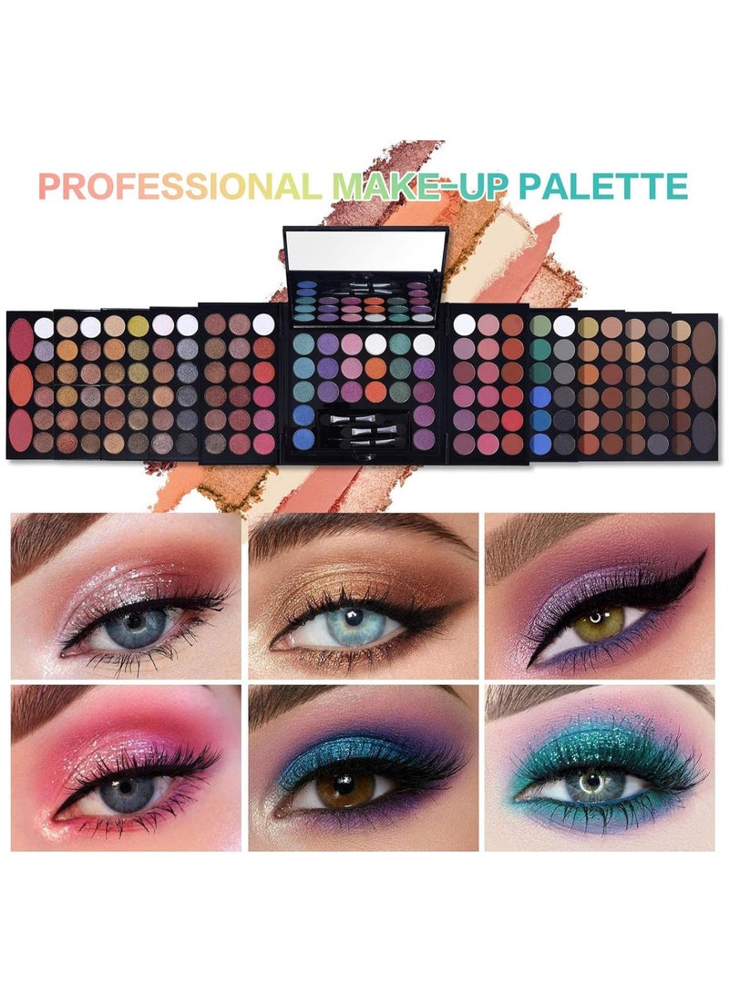 Cool Baby All In One Makeup Kit For Women Full Kit -142 Colors Shimmer Matte Eyeshadow Palette,3 Blusher,3 Eyebrow Powder,3 Applicators and Mirror Make Up Kit for Teens Women Gift Set (148 Makeup Kit) - Image 4