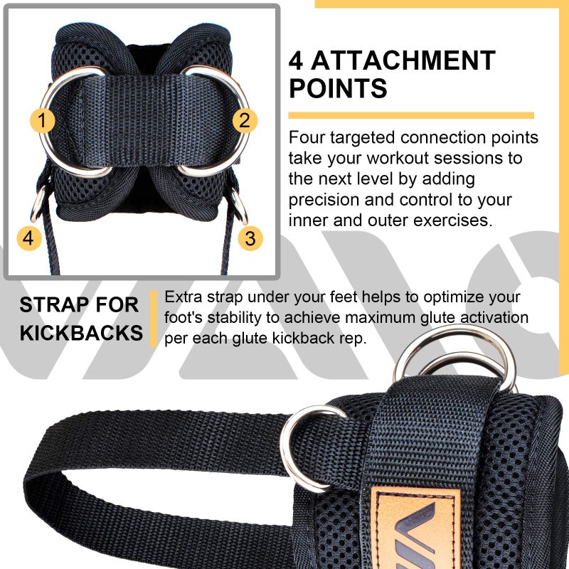 VAIIO Ankle Straps for Cable Machines,Adjustable Comfort fit Neoprene, Reinforce Double D-Ring - Premium Ankle Cuffs to Improve Abdominal Muscles, Lift The Butts, Tone The Legs for Men & Women - Image 3