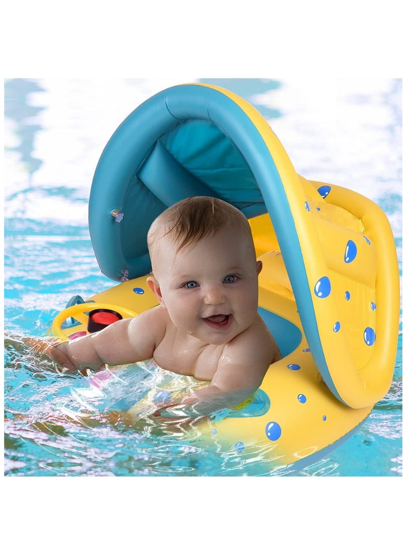 TOMSHOO Baby Pool Float with Canopy Baby Swim Float Inflatable Swimming Ring with Adjustable Sun Protection Canopy Toddler Floaties with Seat and Handle Water Toys for Age 6-36 Months - Image 3