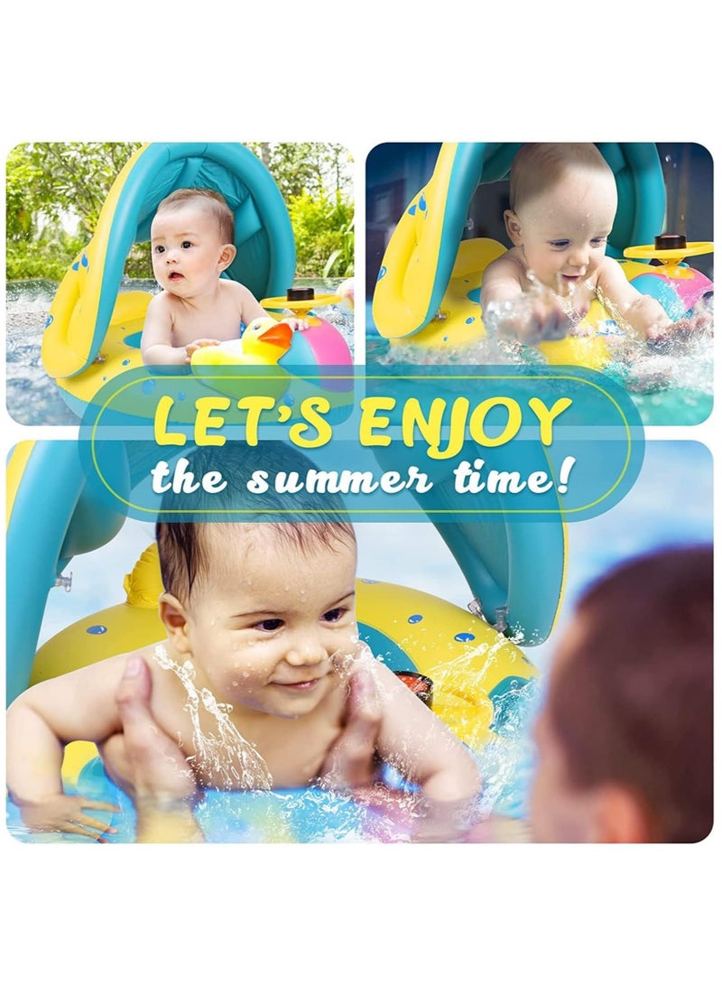 TOMSHOO Baby Pool Float with Canopy Baby Swim Float Inflatable Swimming Ring with Adjustable Sun Protection Canopy Toddler Floaties with Seat and Handle Water Toys for Age 6-36 Months - Image 4