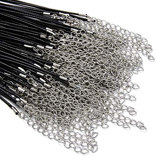 Coeufuedy 60Pcs Waxed Necklace Cord Bulk for Jewelry Making,Necklace Rope String with Clasp for DIY Bracelet Pendant,Black(18 Inches and Thickness 1.5mm), PS-Black - Image 4