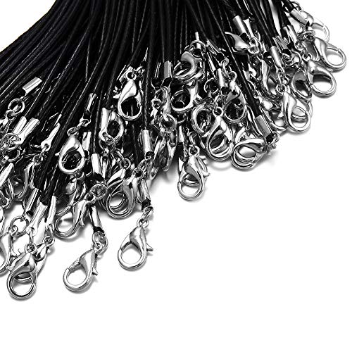 Coeufuedy 60Pcs Waxed Necklace Cord Bulk for Jewelry Making,Necklace Rope String with Clasp for DIY Bracelet Pendant,Black(18 Inches and Thickness 1.5mm), PS-Black - Image 3