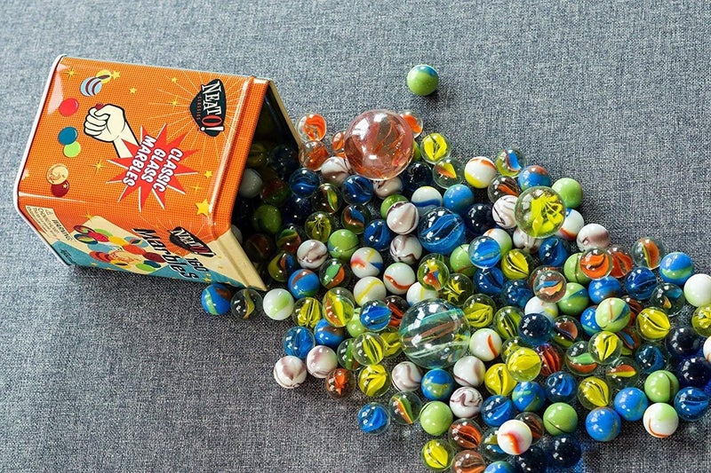 Toysmith Neato! Classics 160 Glass Marbles in a Retro Tin Box - Timeless Marble Games for Kids - Image 4