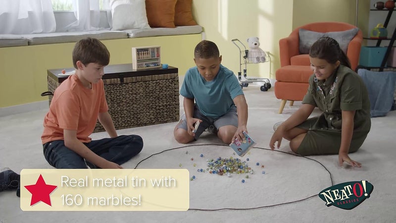 Toysmith Neato! Classics 160 Glass Marbles in a Retro Tin Box - Timeless Marble Games for Kids - Image 5