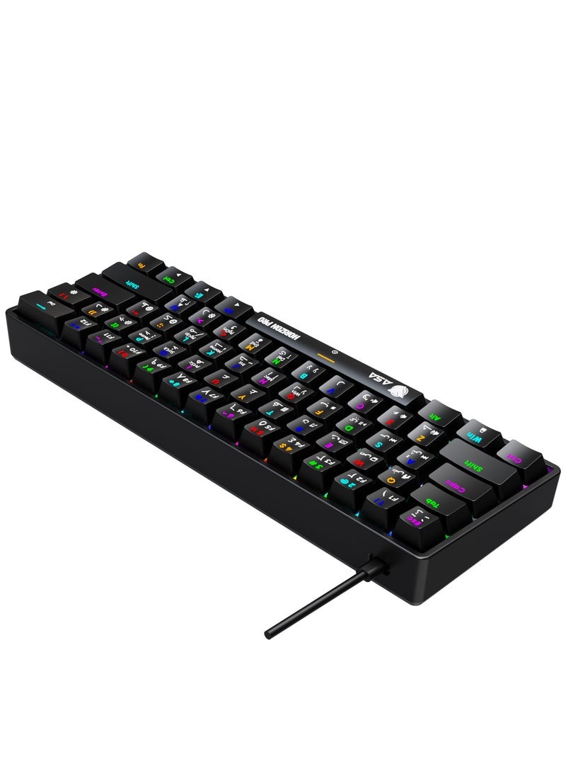 لوحة مفاتيح الألعاب الميكانيكية HORIZON PRO RGB لأجهزة الكمبيوتر الشخصي مع 61 مفتاحًا - سلكي
