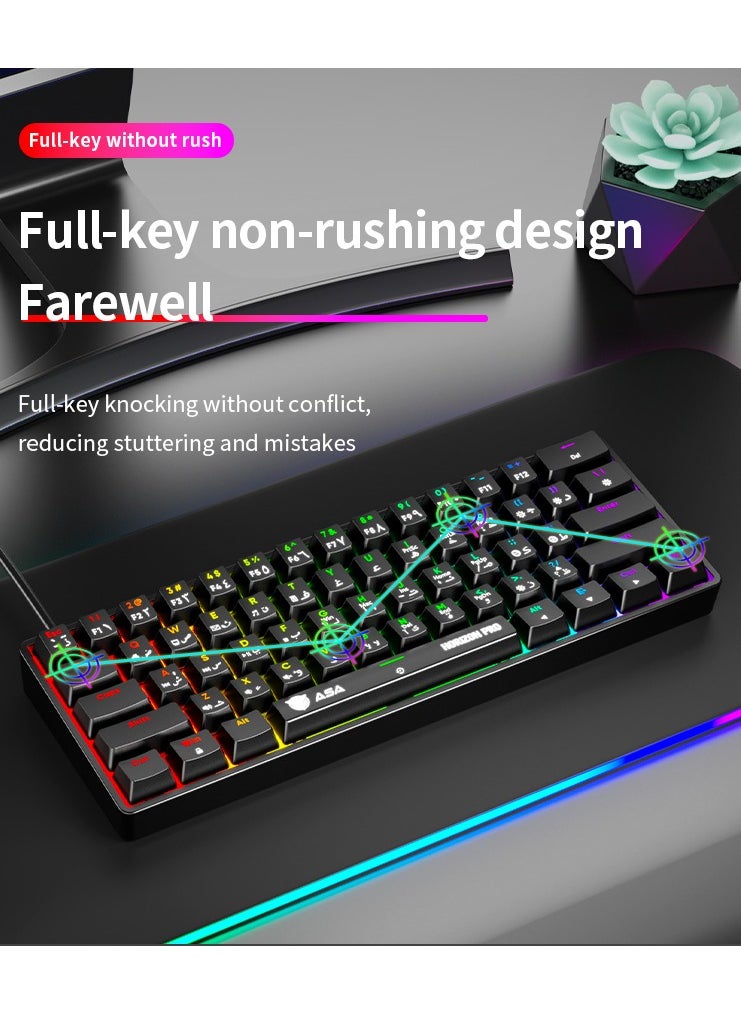 لوحة مفاتيح الألعاب الميكانيكية HORIZON PRO RGB لأجهزة الكمبيوتر الشخصي مع 61 مفتاحًا - سلكي