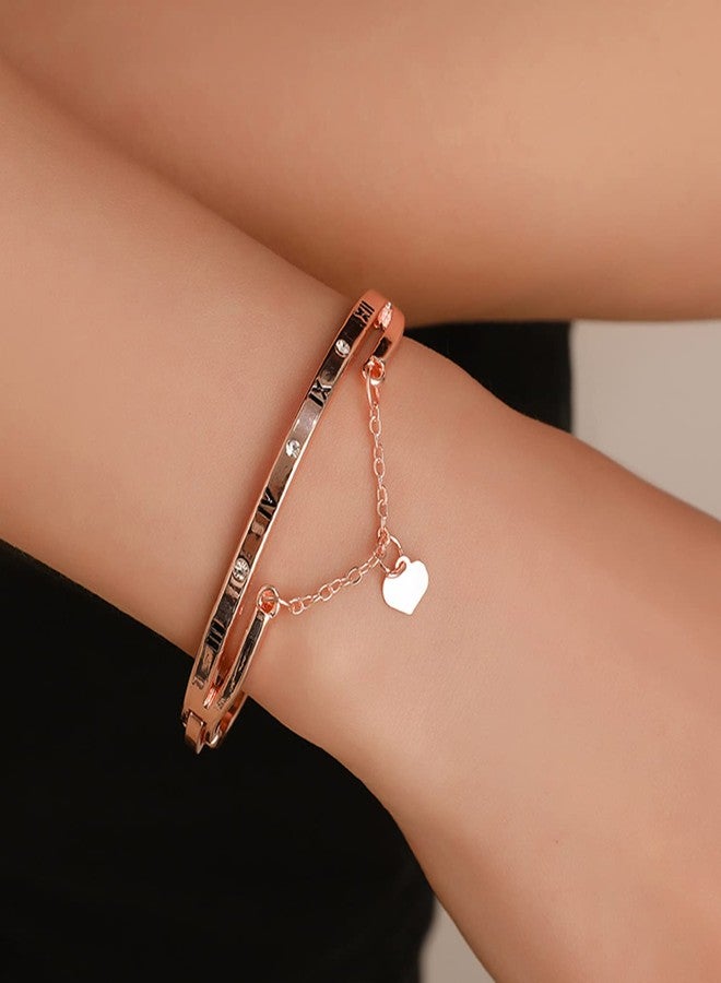 Peora Rose Gold Plated American Diamond Studded Bracelet Kada Stylish Fashion Jewellery Gift for Girls & Women (PX9B136) - Image 2